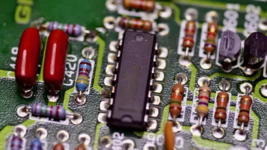 Motherboard, with color-coded resistors