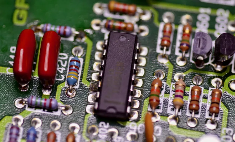Motherboard, with color-coded resistors